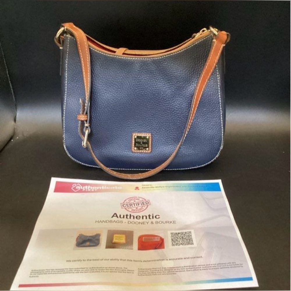 Dooney & Bourke Navy and Tan Shoulder Bag with COA